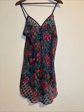 Vintage Inner Most Sheer Floral Slip Dress | Multicolor Large